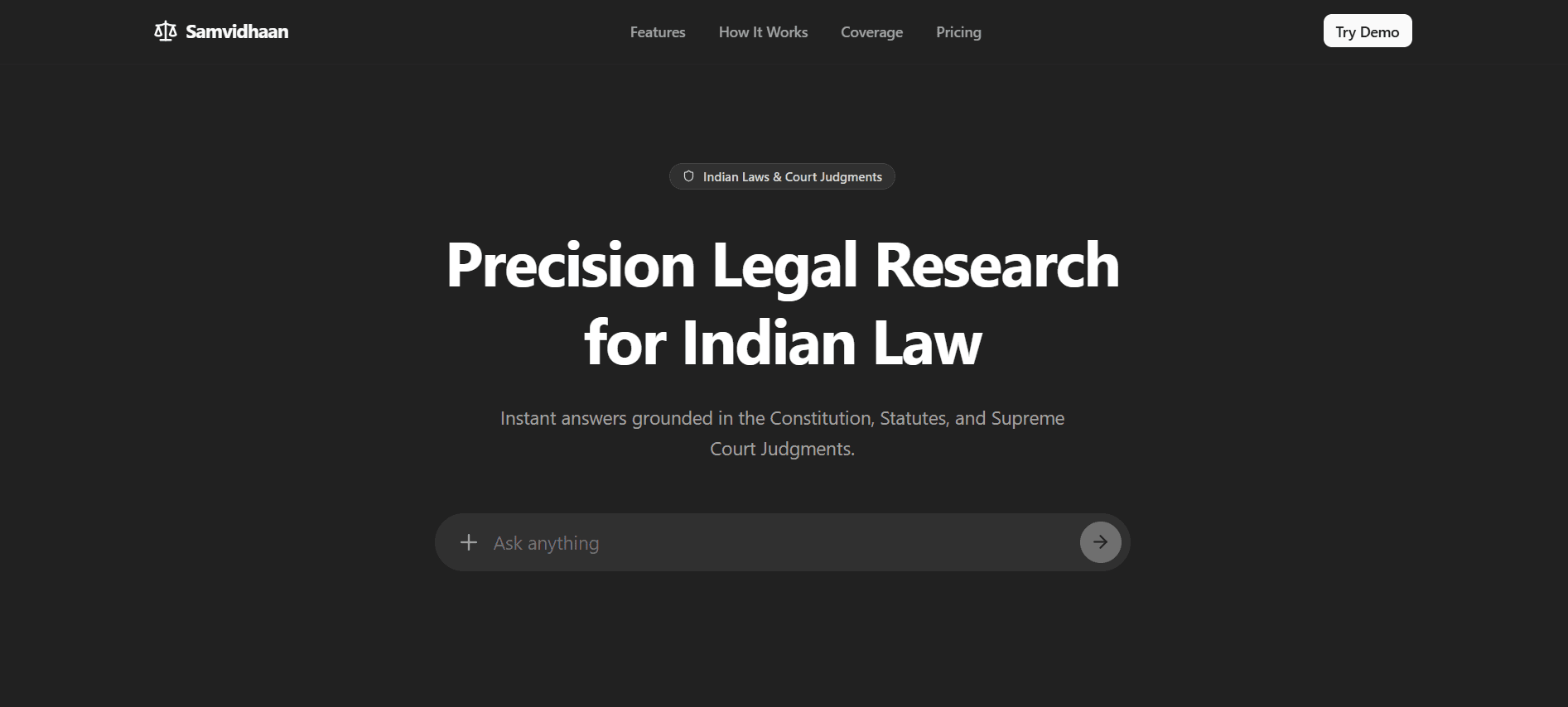Samvidhaan — AI legal reasoning interface for Indian law